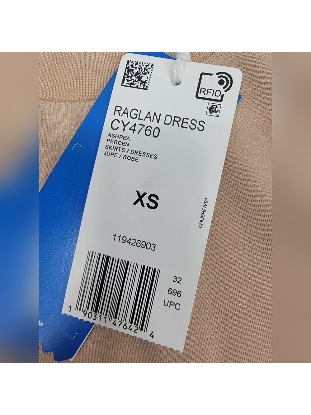 NEW Adidas Raglan T-Shirt Dress Cream White Women's Size XS Stretch Short Sleeve - Picture 3 of 12